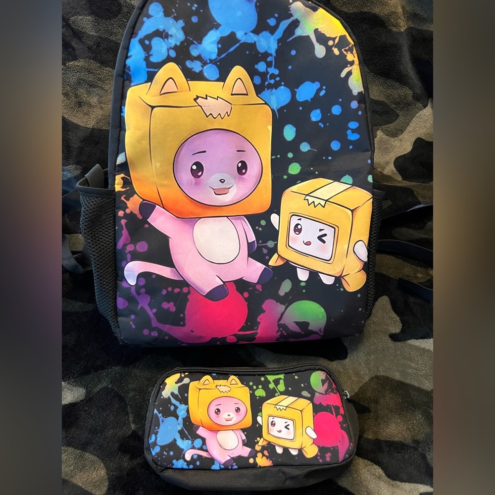 Lanky box book bag with pencil case in great condition